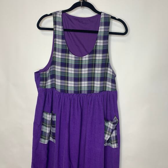 Cottagecore Purple Plaid Babydoll Dress Sz Medium - Picture 4 of 10